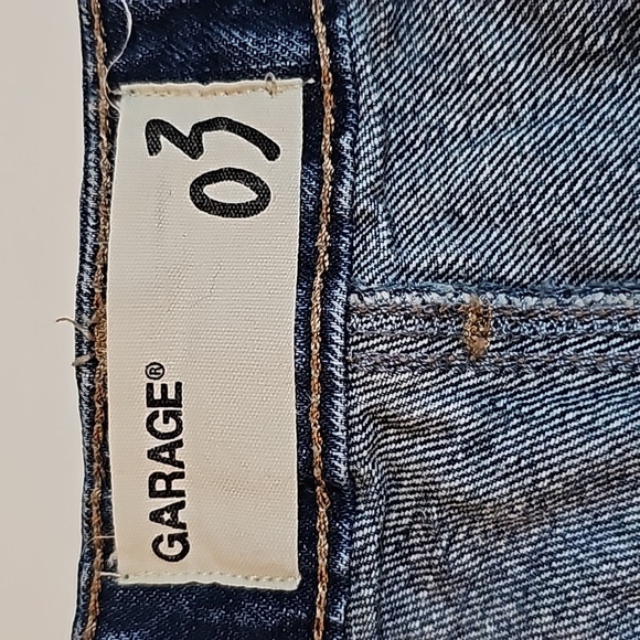Garage Festival Short With Side Stripe Denim Blue Jean Cutoffs Raw Hem Dark 3 - Picture 7 of 13